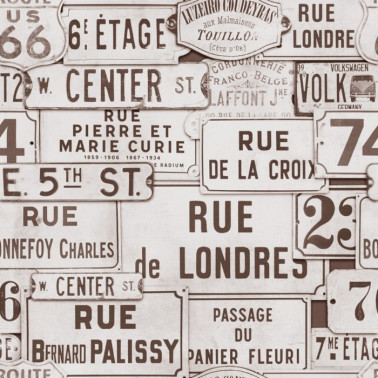 Papel Pintado STREET SIGNS BROWN WP20034 - MIND THE GAP