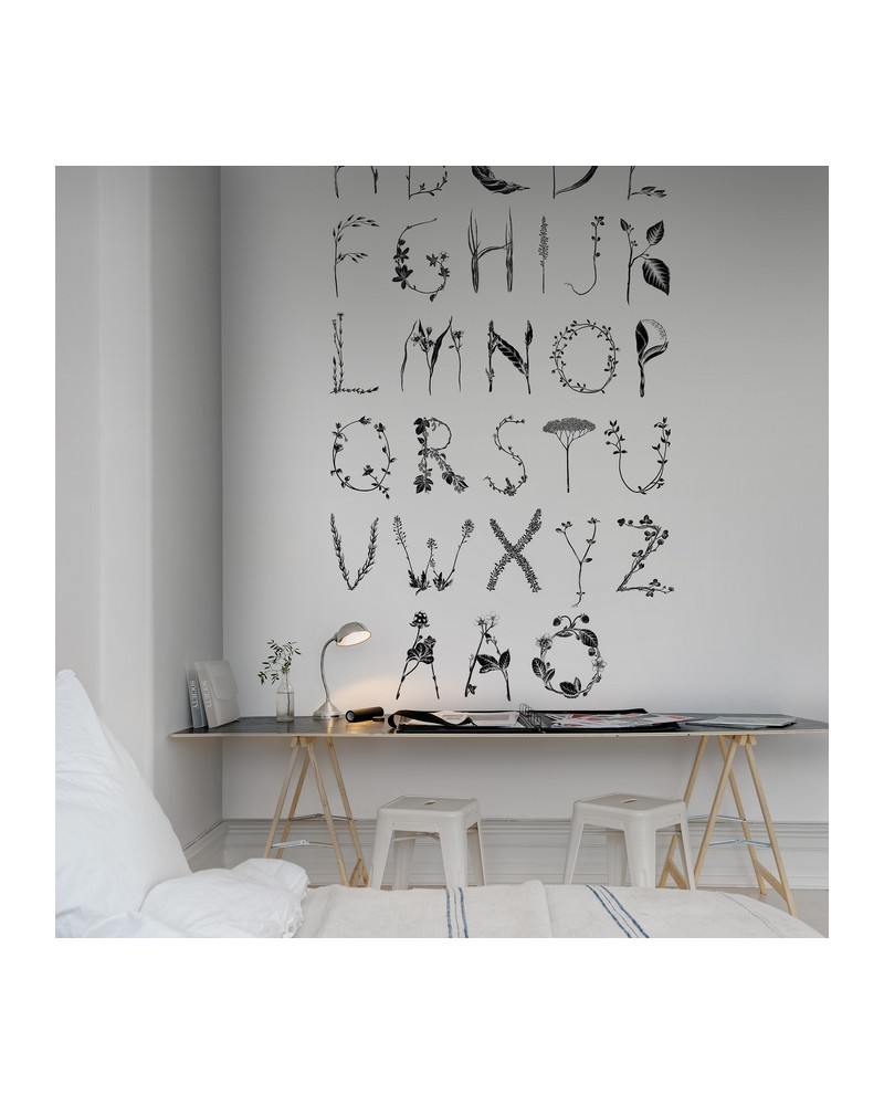 Papel Pintado R13193-4 ABC FOR THE SWEDISH BEE BLACK - REBEL WALLS