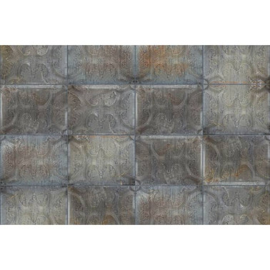 Papel Pintado R12852 Tin Plates, Ontario, black - REBEL WALLS