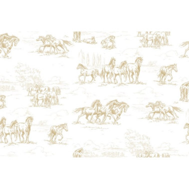 Papel Pintado R15592 Horse Herd, Gold - REBEL WALLS