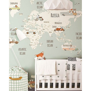 Papel Pintado Little Munnies Racers World Map - LITTLE HANDS