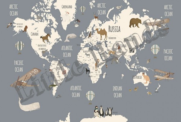 Papel Pintado World Map Explorers I - LITTLE HANDS