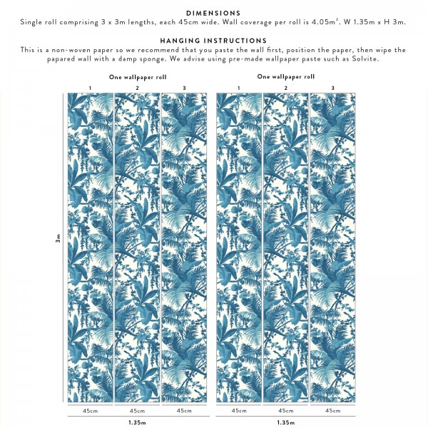 Papel Pintado PAMPAS OFF WHITE CERULEAN - HOUSE OF HACKNEY