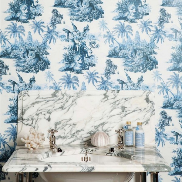 Papel Pintado SUMATRA OFF WHITE & AZURE - HOUSE OF HACKNEY