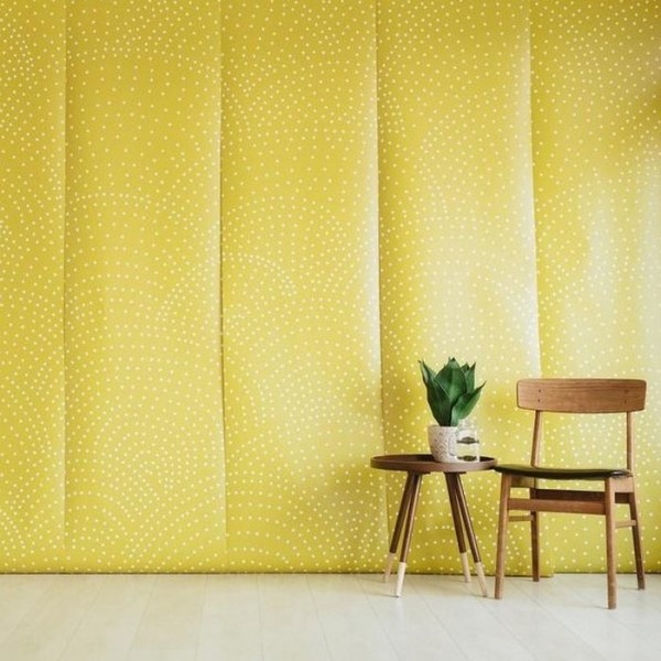 CRESCENT POLKA DOTS MURAL MUSTARD