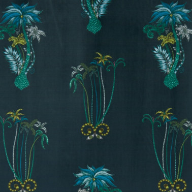 JUNGLE PALMS NAVY VELVET...