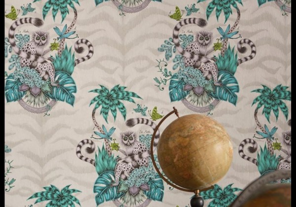 Papel Pintado Lemur Navy WP W0103-03 - CLARKE & CLARKE