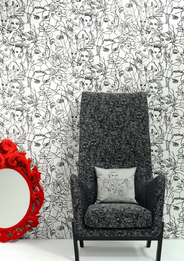 Papel Pintado 3322-01 CROQUIS ECRU-NOIR - JEAN PAUL GAULTIER
