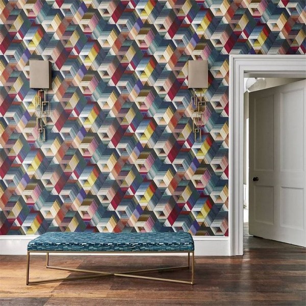 Papel Pintado Arccos Cerise-Neptune-Teal 111969 - Harlequin