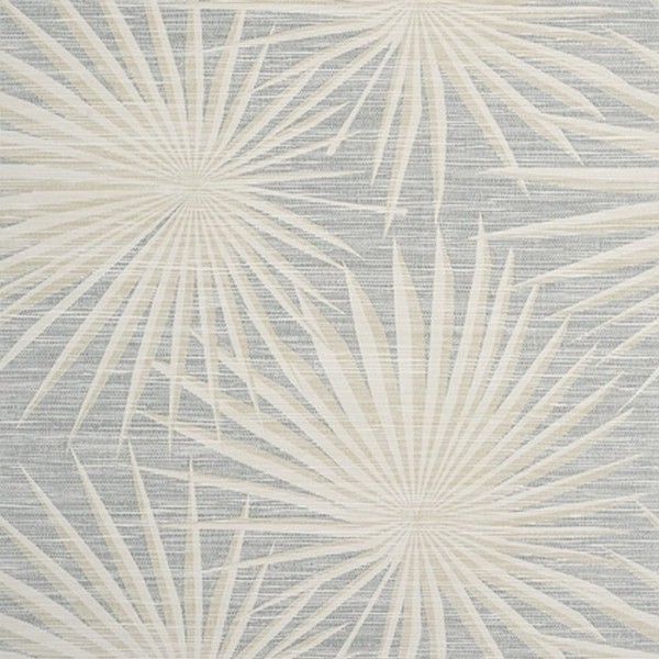 Palm Frond T10146 Metallic Silver on Beige