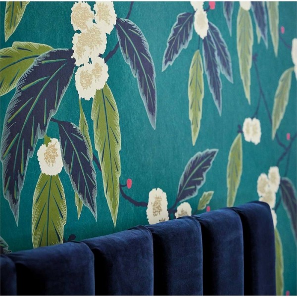 Papel Pintado Coppice 112133 Navy Lagoon Gold - Harlequin
