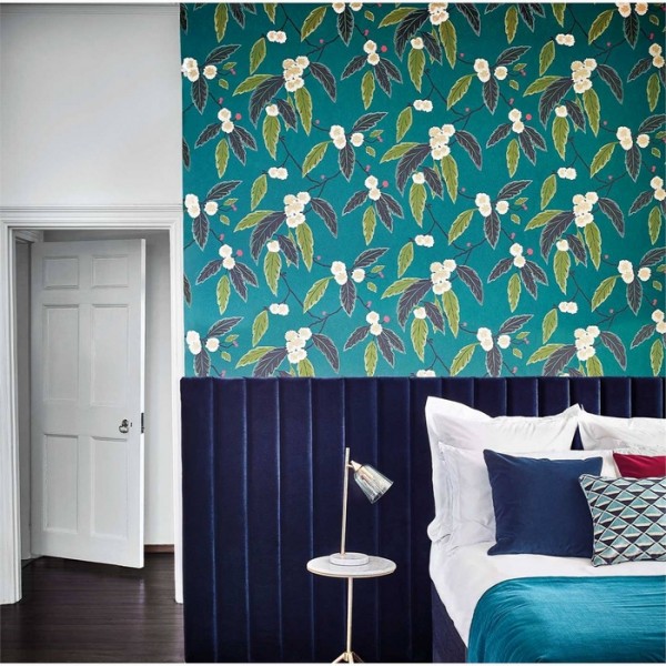 Papel Pintado Coppice 112133 Navy Lagoon Gold - Harlequin