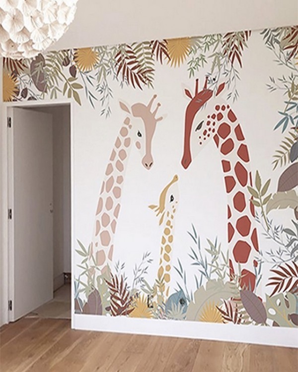 Papel Pintado Giraffe Family - LITTLE HANDS