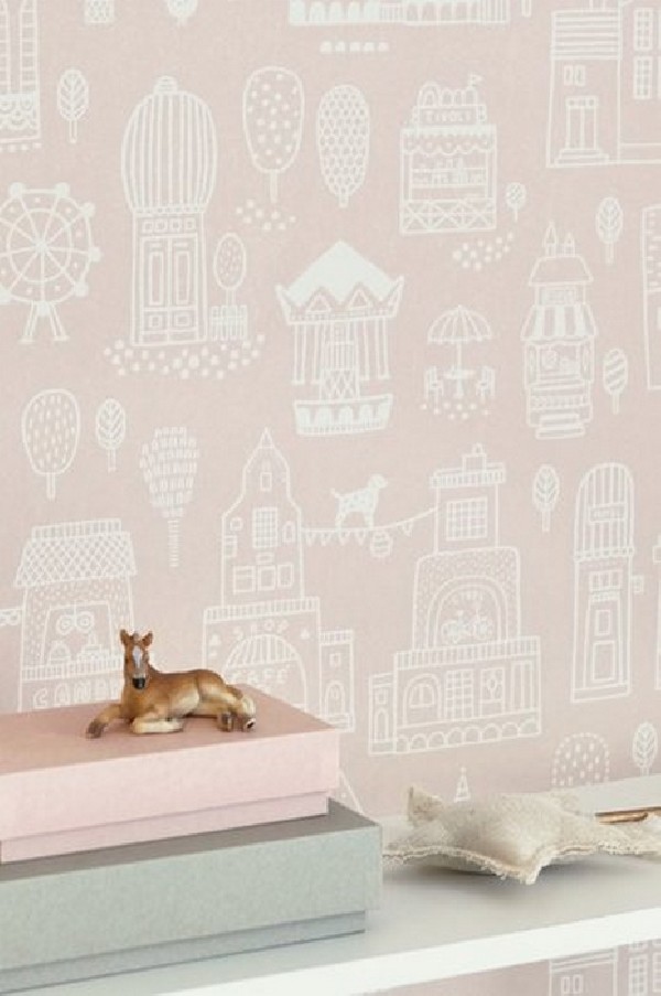 Papel Pintado Small Town Dusty Pink 118-03 - MAJVILLAN