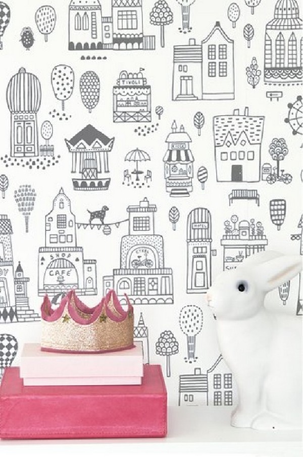Papel Pintado Small Town Soft Black 118-02 - MAJVILLAN