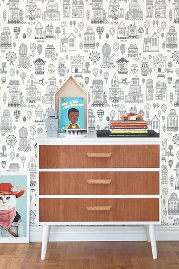 Papel Pintado Small Town Soft Black 118-02 - MAJVILLAN