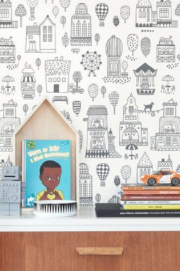 Papel Pintado Small Town Soft Black 118-02 - MAJVILLAN