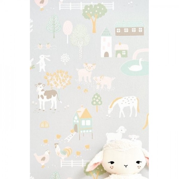 Papel Pintado My Farm Soft Grey 127-01 - MAJVILLAN