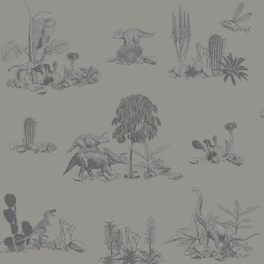 Papel Pintado Classic Dino Wallpaper Grey - SIAN ZENG