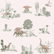 Classic Dino Wallpaper Pink Green