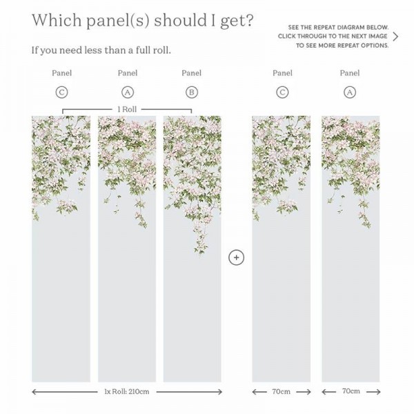 Papel Pintado Classic Clematis Mural Wallpaper Dusty Blue - SIAN ZENG