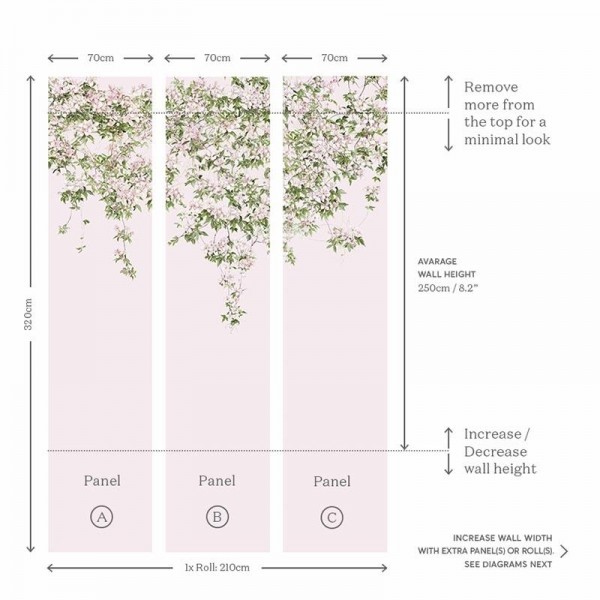 Papel Pintado Classic Clematis Mural Wallpaper Pink - SIAN ZENG
