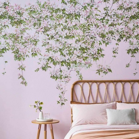 Papel Pintado Classic Clematis Mural Wallpaper Pink - SIAN ZENG
