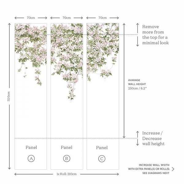 Papel Pintado Classic Clematis Mural Wallpaper White - SIAN ZENG