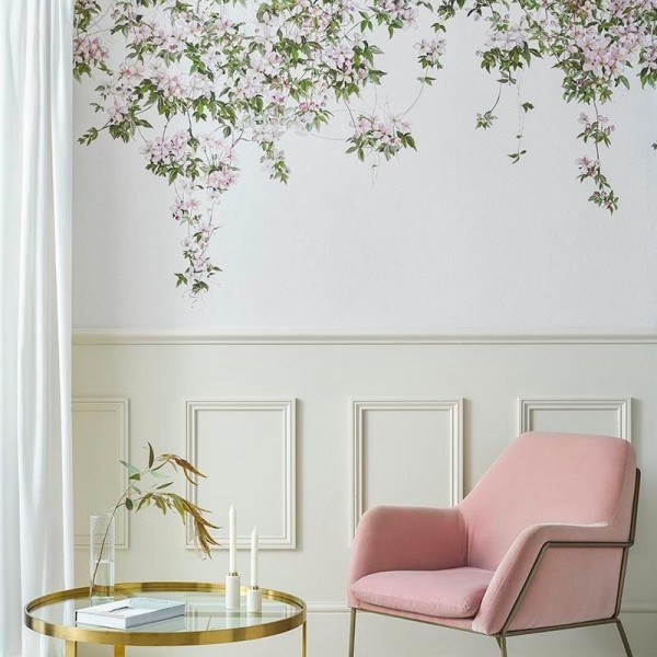 Papel Pintado Classic Clematis Mural Wallpaper White - SIAN ZENG