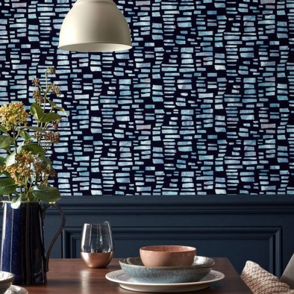 Papel Pintado Fusion Blue Dusk Flock 2008-145-03 - 1838 WALLCOVERINGS