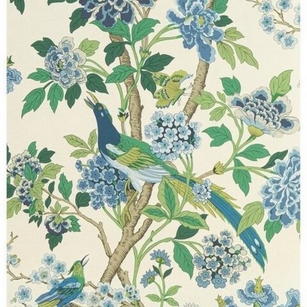 Papel Pintado Hydrangea Bird Emerald Blue BW450911 - GP & JBAKER Papel Pintado Hydrangea Bird Emerald Blue BW450911 - GP & JBAKER