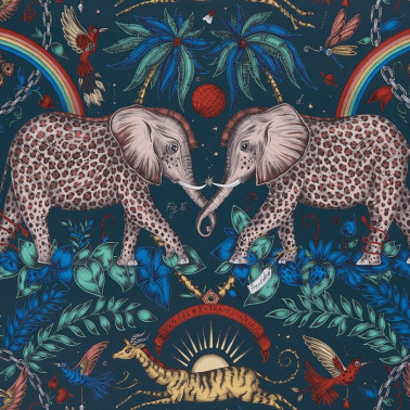 Papel Pintado Zambezi Navy W0121-04 - CLARKE & CLARKE