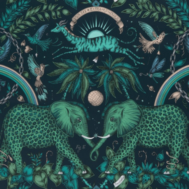 Papel Pintado Zambezi Teal W0121-06 - CLARKE & CLARKE