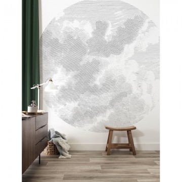 BC-058 Wallpaper Circle XL Engraved Clouds