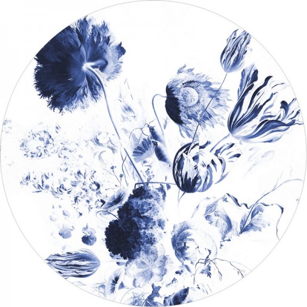 BC-002 Wallpaper Circle XL Royal Blue Flowers