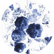 CK-001 Wallpaper Circle Royal Blue Flowers