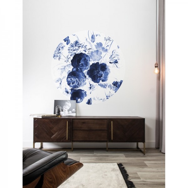 Papel Pintado SC-001 Wallpaper Circle Royal Blue Flowers - KEK AMSTERDAM