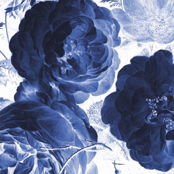 SC-001 Wallpaper Circle Royal Blue Flowers