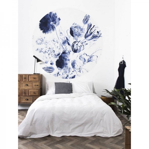 Papel Pintado SC-002 Wallpaper Circle Royal Blue Flowers - KEK AMSTERDAM