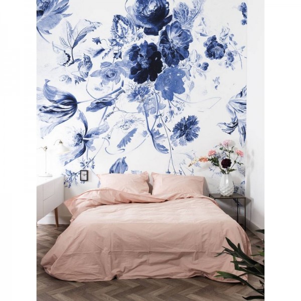 WP-209 Wall Mural Royal Blue Flowers 3