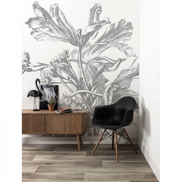WP-669 Wall Mural Engraved Flowers