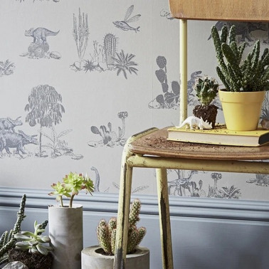 Classic Dino Wallpaper Grey