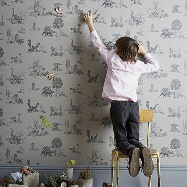 Magnetic Classic Dino Wallpaper Grey 