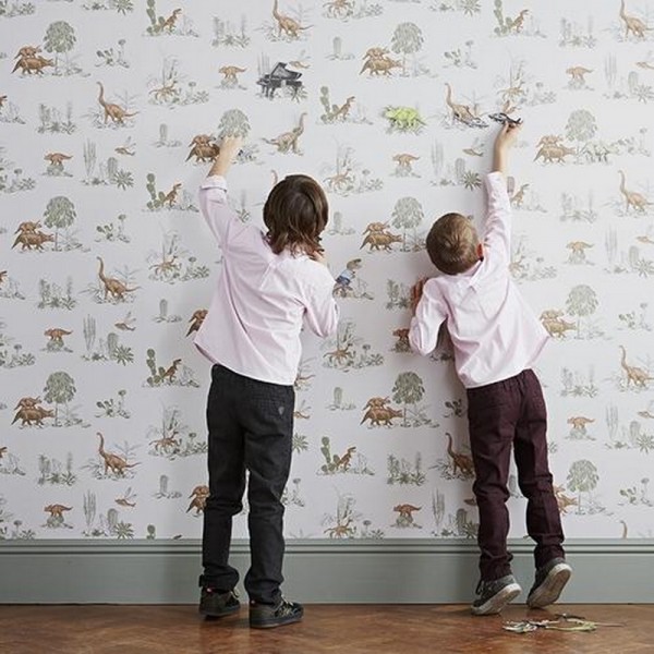 Papel Pintado Magnetic Classic Dino Wallpaper Pink Green  - SIAN ZENG