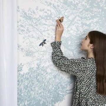 Magnetic Classic Hua Trees Mural Wallpaper Blue 
