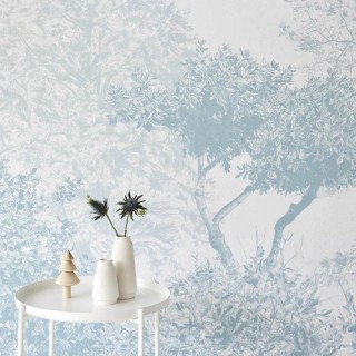 Magnetic Classic Hua Trees Mural Wallpaper Blue 