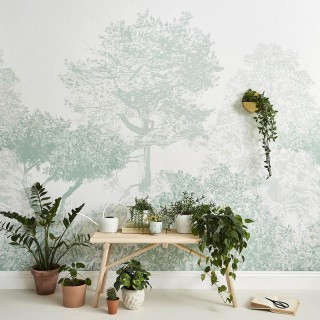 Classic Hua Trees Mural Wallpaper Dusty Green