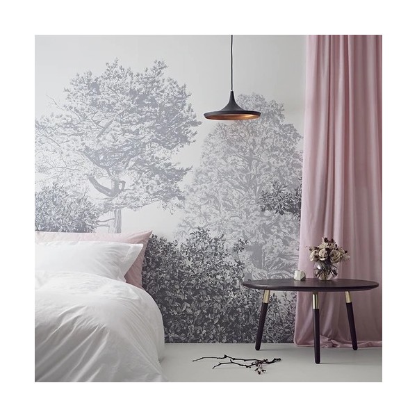 Papel Pintado Classic Hua Trees Mural Wallpaper Grey - SIAN ZENG