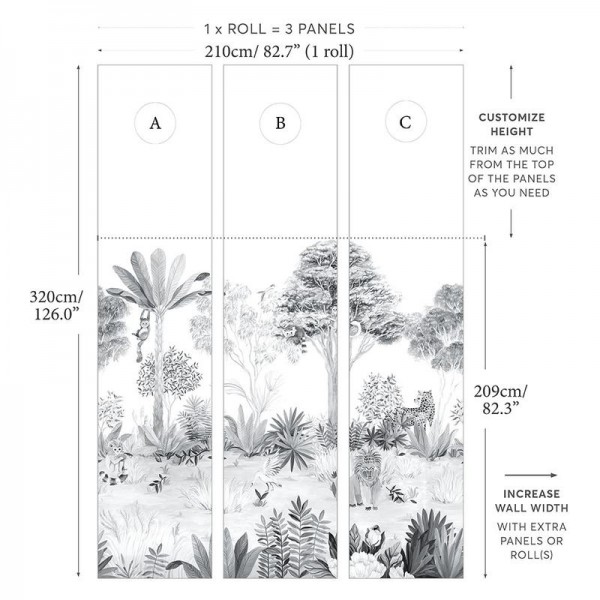 Papel Pintado Magnetic Jungle Grey - SIAN ZENG