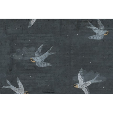 Papel Pintado R16972 Concrete Art, Night Swallow - REBEL WALLS